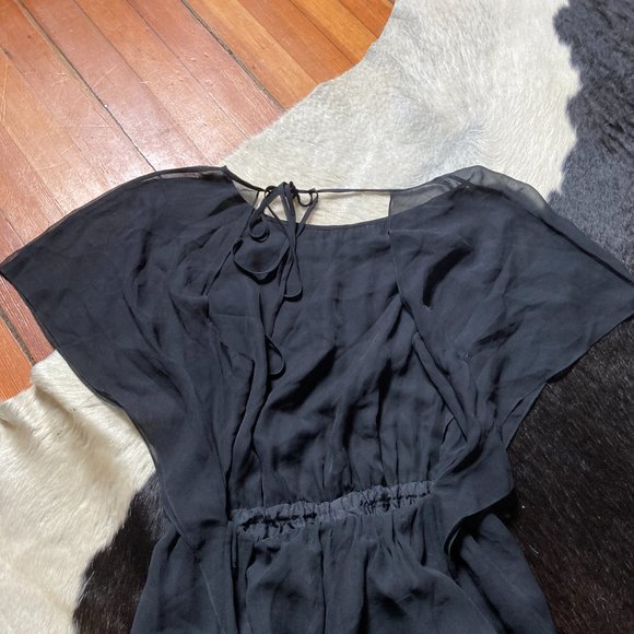 Elizabeth & James - Open Back Long Flowy Dress - Sheer Silk - Black - Size S - Picture 4 of 4